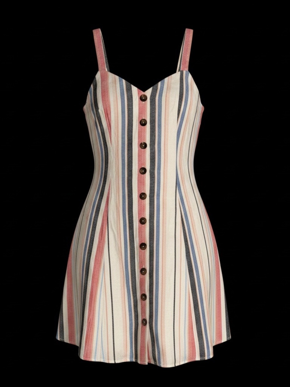 <NWT> Hint of Mint Striped Button-Front Sundress in Pink, Blue, Cream